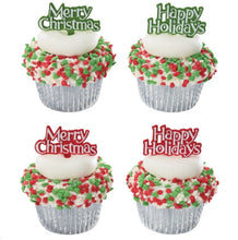 Load image into Gallery viewer, Holiday Tidings cupcake rings 12 pack