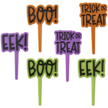 Load image into Gallery viewer, Halloween Greetings cupcake pick 12 pack
