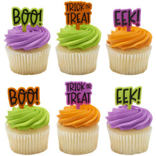 Load image into Gallery viewer, Halloween Greetings cupcake pick 12 pack
