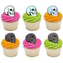 Load image into Gallery viewer, Metallic Skull cupcake rings 12 pack
