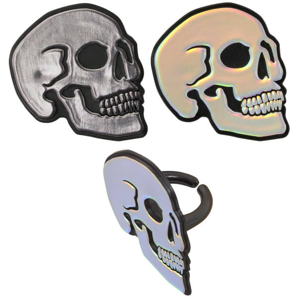 Metallic Skull cupcake rings 12 pack