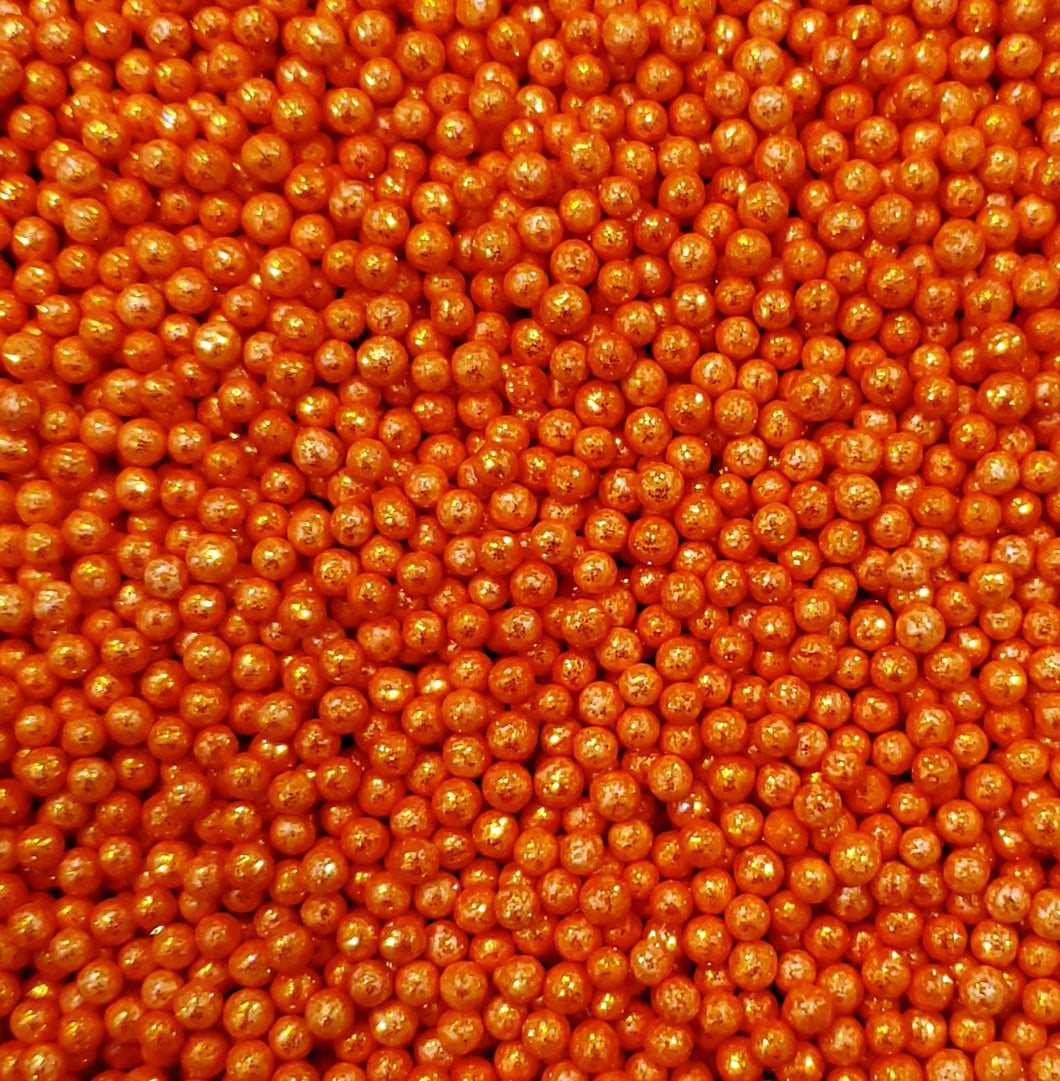 Orange Glitter Pearls 4MM