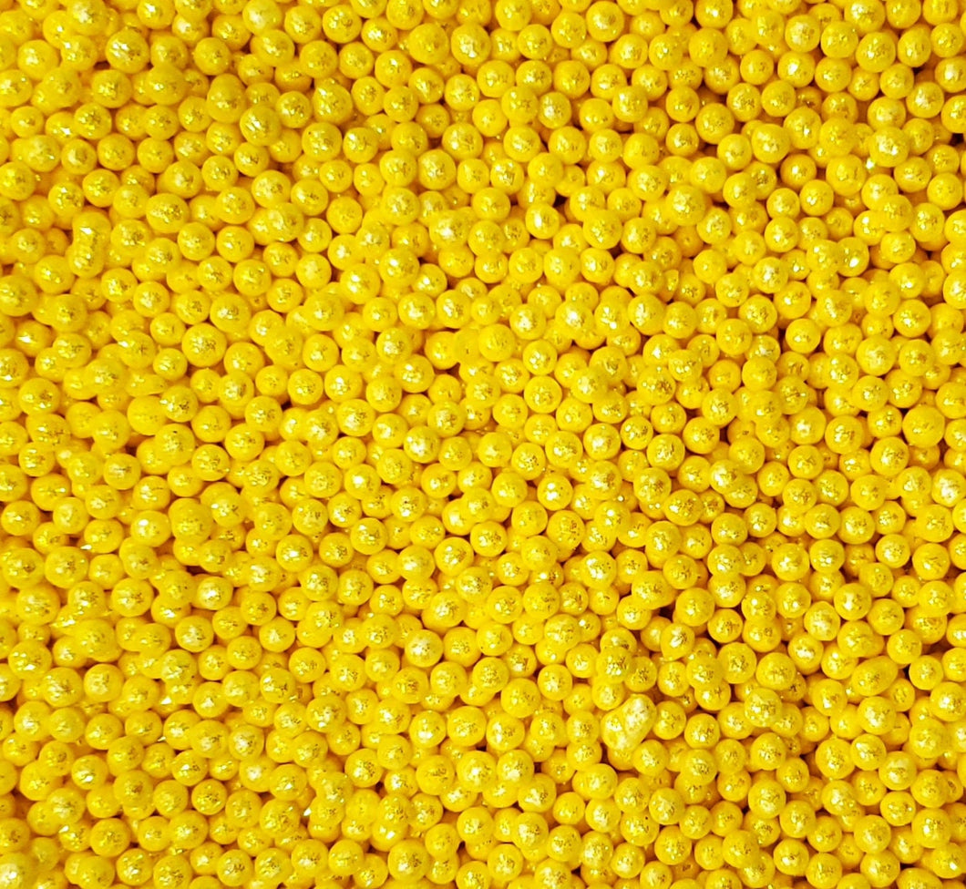 Yellow Glitter Pearls 4MM