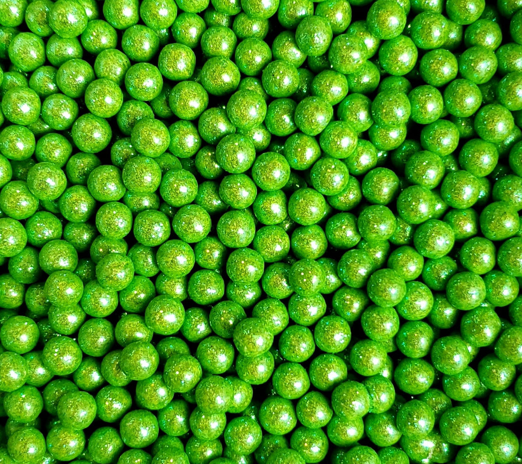 Lime Green Glitter Pearls 6MM