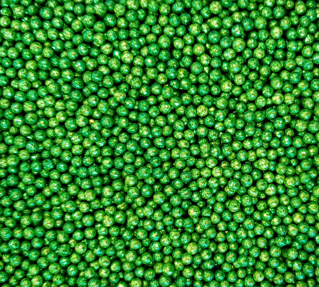 Lime Green Glitter Pearls 4MM