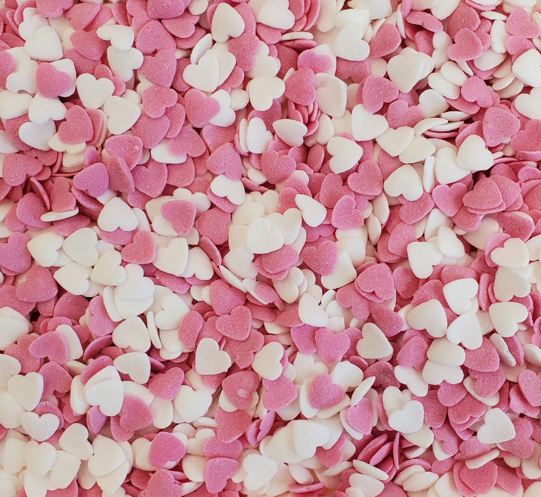 Pink and White Heart Confetti Sprinkles